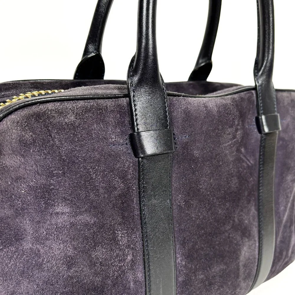 TOM FORD Men's Buckley Briefcase Suede Weekend Bag Plum